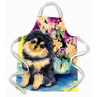 "Caroline's Treasures SS8290APRON Pomeranian Apron, Large, Multicolor"