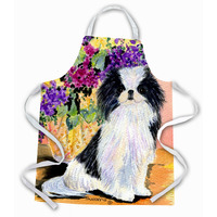 "Caroline's Treasures SS8299APRON Japanese Chin Apron, Large, Multicolor"