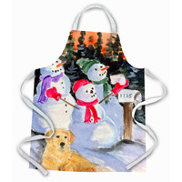 "Caroline's Treasures SS8989APRON Snowman with Golden Retriever Apron, Large, Multicolor"