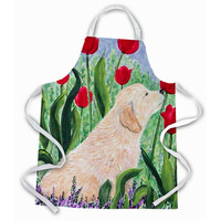 "Caroline's Treasures SS8610APRON Golden Retriever Apron, Large, Multicolor"
