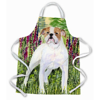 "Caroline's Treasures SS8156APRON English Bulldog Apron, Large, Multicolor"