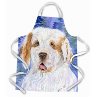 "Caroline's Treasures SS8008APRON Clumber Spaniel Apron, Large, Multicolor"
