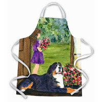 "Caroline's Treasures SS8535APRON Little Girl with Her Bernese Mountain Dog Apron, Large, Multicolor"