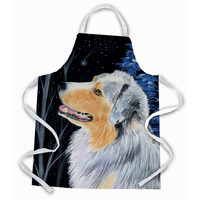 "Caroline's Treasures SS8382APRON Starry Night Australian Shepherd Apron, Large, Multicolor"