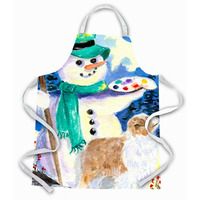 "Caroline's Treasures SS8996APRON Snowman with Australian Shepherd Apron, Large, Multicolor"