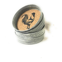 Mason Jar Lid Coaster - Rooster - Box of 4