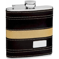 Genuine Leather Hip Flask Holding 6 oz - Pocket Size, Stainless Steel, Rustproof, Screw-On Cap