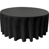 LA Linen Polyester Poplin Tablecloth 132-Inches Round, Black