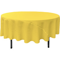 LA Linen Polyester Poplin Tablecloth 90-Inches Round, Light Yellow