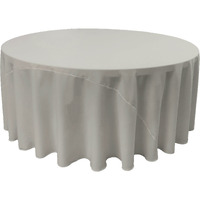 LA Linen Polyester Poplin Tablecloth 132-Inches Round, Light Gray