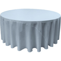 LA Linen Polyester Poplin Tablecloth 108-Inches Round, Light Blue