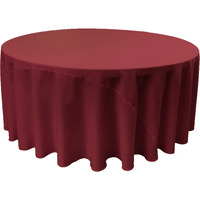 LA Linen Polyester Poplin Tablecloth 108-Inches Round, Cranberry