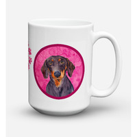 "Caroline's Treasures LH9358PK-CM15 Dachshund Microwavable Ceramic Coffee Mug, 15 oz, Multicolor"