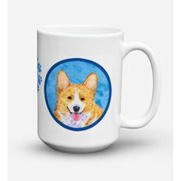 "Caroline's Treasures SS4762-BU-CM15 Corgi Dishwasher Safe Microwavable Ceramic Coffee Mug, 15 oz, Multicolor"
