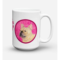 "Caroline's Treasures SS4761-PK-CM15 French Bulldog Microwavable Ceramic Coffee Mug, 15 oz, Multicolor"