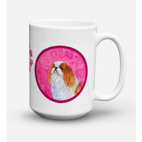 "Caroline's Treasures SS4783-PK-CM15 English Toy Spaniel Microwavable Ceramic Coffee Mug, 15 oz, Multicolor"