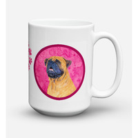 "Caroline's Treasures SS4796-PK-CM15 Mastiff Dishwasher Safe Microwavable Ceramic Coffee Mug, 15 oz, Multicolor"