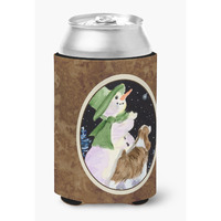 Snowman with Springer Spaniel Can or Bottle Beverage Insulator Hugger
