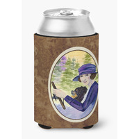 Lady driving with her Pomeranian Can or Bottle Beverage Insulator Hugger