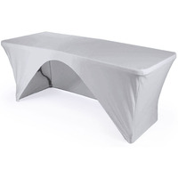 LA Linen Rectangular Open Back Spandex Tablecloth, 96 by 30 by 30-Inch, White