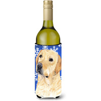 Labrador Winter Snowflakes Holiday Wine Bottle Beverage Insulator Beverage Insulator Hugger SC9376LITERK