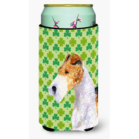 Fox Terrier St. Patrick's Day Shamrock Portrait  Tall Boy Beverage Insulator Beverage Insulator Hugger