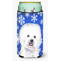 Bichon Frise Winter Snowflakes Holiday  Tall Boy Beverage Insulator Beverage Insulator Hugger