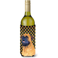 Mastiff Candy Corn Halloween Portrait Wine Bottle Beverage Insulator Beverage Insulator Hugger SS4313LITERK