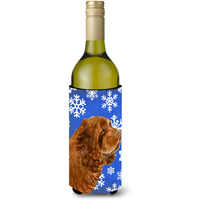 Sussex Spaniel Winter Snowflakes Holiday Wine Bottle Beverage Insulator Beverage Insulator Hugger