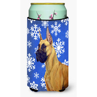 Great Dane Winter Snowflakes Holiday  Tall Boy Beverage Insulator Beverage Insulator Hugger