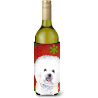 Bichon Frise  Snowflakes Holiday Christmas Wine Bottle Beverage Insulator Beverage Insulator Hugger