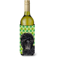 Affenpinscher St. Patrick's Day Shamrock Portrait Wine Bottle Beverage Insulator Beverage Insulator Hugger
