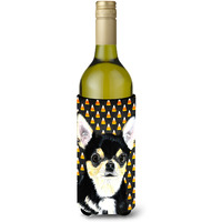 Chihuahua Candy Corn Halloween Portrait Wine Bottle Beverage Insulator Beverage Insulator Hugger
