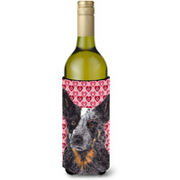 Australian Cattle Dog Hearts Love Valentine's Day Wine Bottle Beverage Insulator Beverage Insulator Hugger