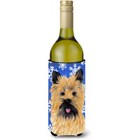 Cairn Terrier Winter Snowflakes Holiday Wine Bottle Beverage Insulator Beverage Insulator Hugger SC9375LITERK