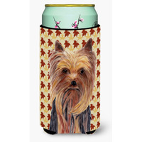 Yorkie Fall Leaves Portrait  Tall Boy Beverage Insulator Beverage Insulator Hugger