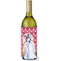 Shih Tzu Hearts Love and Valentine's Day Portrait Wine Bottle Beverage Insulator Beverage Insulator Hugger