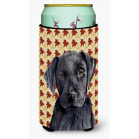 Labrador Black Fall Leaves Portrait  Tall Boy Beverage Insulator Beverage Insulator Hugger