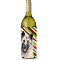 Belgian Tervuren Candy Cane Holiday Christmas Wine Bottle Beverage Insulator Beverage Insulator Hugger