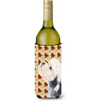 Dandie Dinmont Terrier Fall Leaves Portrait Wine Bottle Beverage Insulator Beverage Insulator Hugger