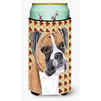 Boxer Fall Leaves Portrait  Tall Boy Beverage Insulator Beverage Insulator Hugger
