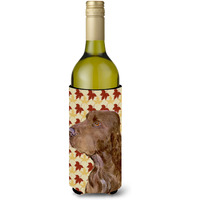 Field Spaniel Fall Leaves Portrait Wine Bottle Beverage Insulator Beverage Insulator Hugger