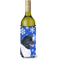 Akita Winter Snowflakes Holiday Wine Bottle Beverage Insulator Beverage Insulator Hugger