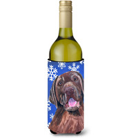 Labrador Winter Snowflakes Holiday Wine Bottle Beverage Insulator Beverage Insulator Hugger SC9384LITERK