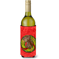 Field Spaniel Cristmas Wreath Wine Bottle Beverage Insulator Beverage Insulator Hugger