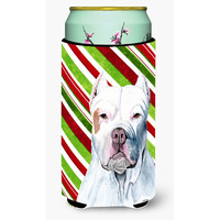 Pit Bull Candy Cane Holiday Christmas  Tall Boy Beverage Insulator Beverage Insulator Hugger