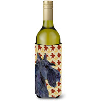 Scottish Terrier Fall Leaves Portrait Wine Bottle Beverage Insulator Beverage Insulator Hugger SS4327LITERK