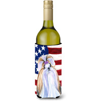 USA American Flag with Shih Tzu Wine Bottle Beverage Insulator Beverage Insulator Hugger SS4221LITERK