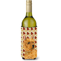 Norwich Terrier Fall Leaves Portrait Wine Bottle Beverage Insulator Beverage Insulator Hugger