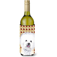 Bichon Frise Fall Leaves Portrait Wine Bottle Beverage Insulator Beverage Insulator Hugger